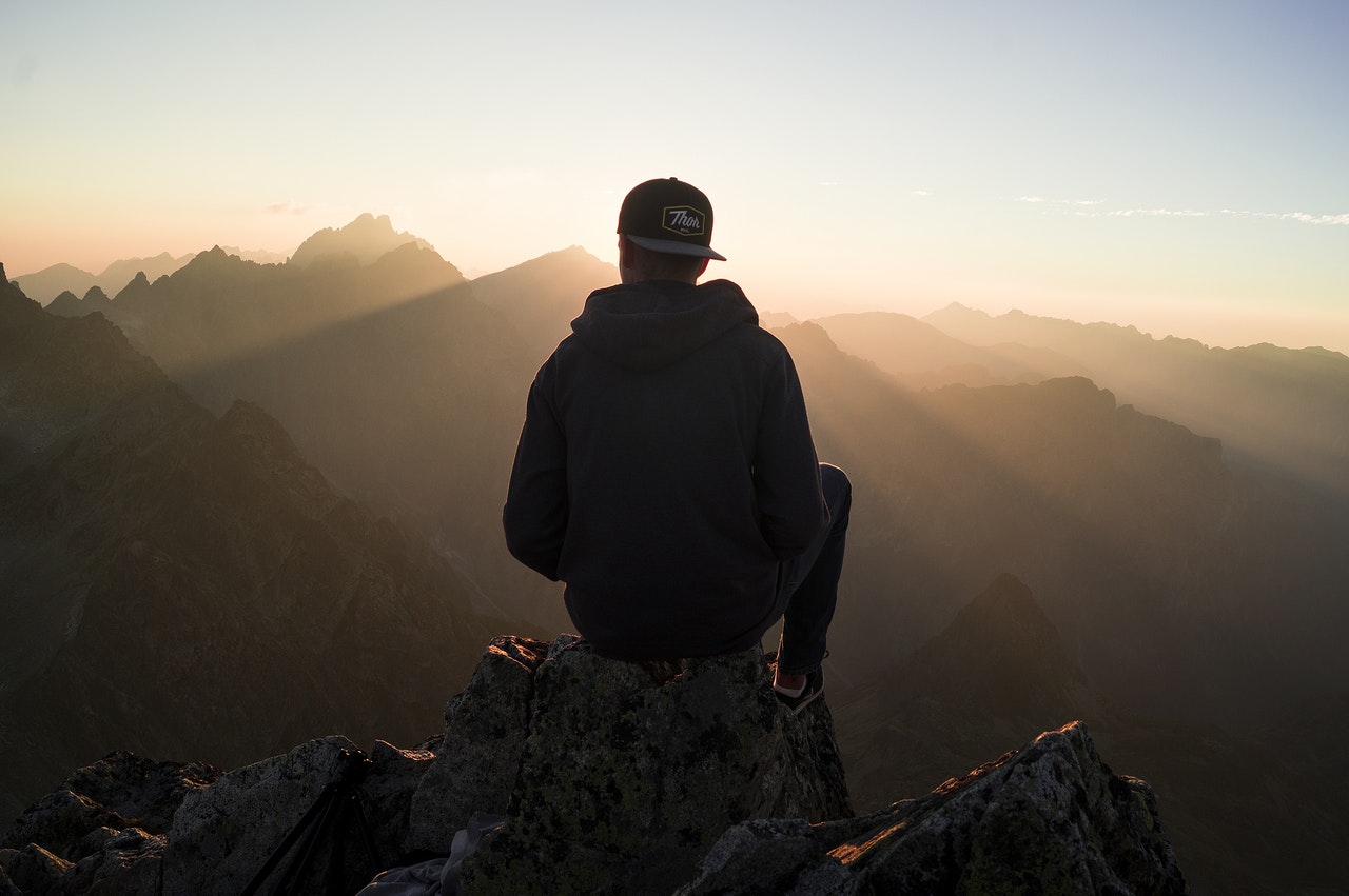 man on mountain top